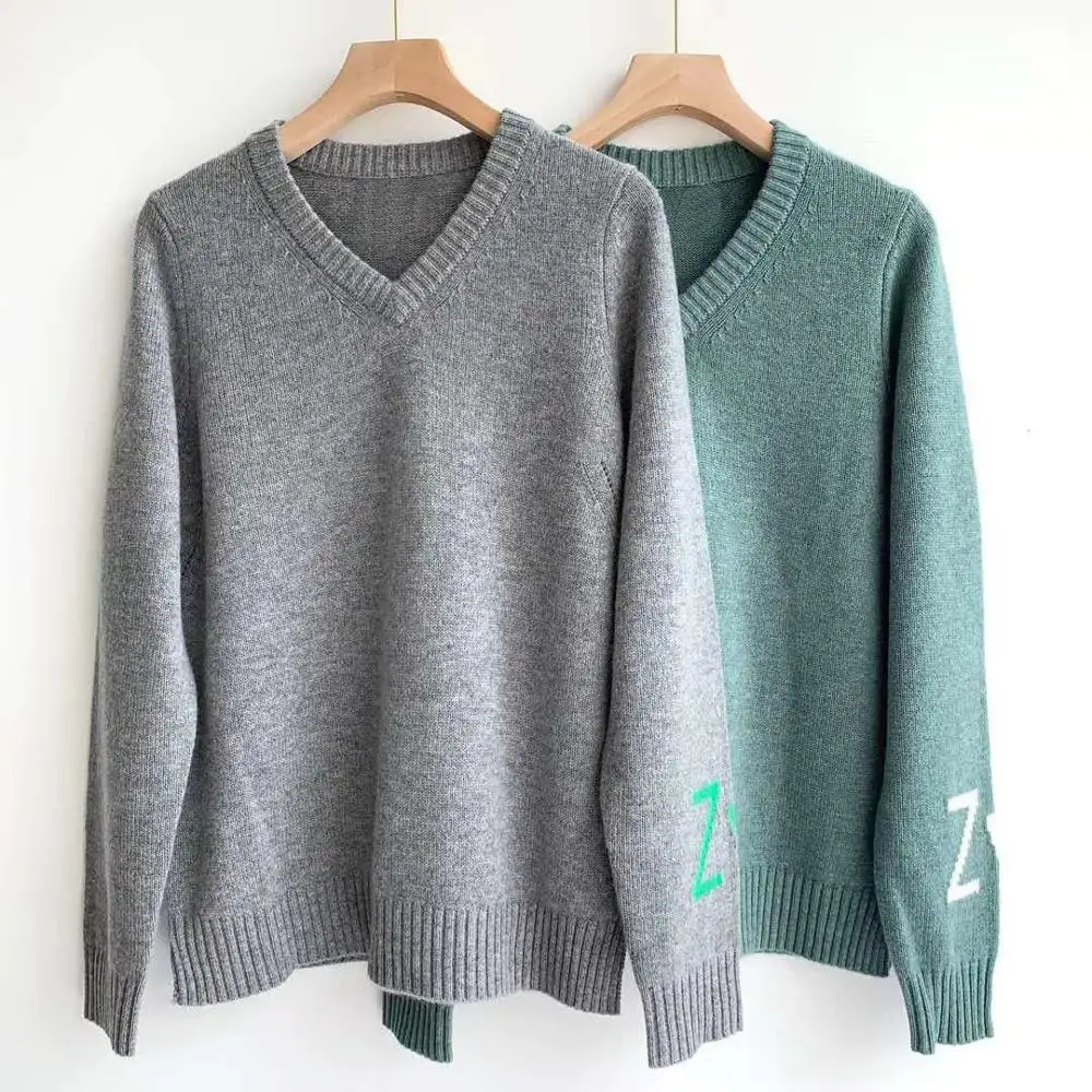 100% кашемировый женский свитер с V-образным вырезом, двухцветный свободный простой Женский вязаный пуловер с длинным рукавом, Топ
100% кашемировый женский свитер с V-образным вырезом, двухцветный свободный простой Женский вязаный пуловер с длинным рукавом, Топ