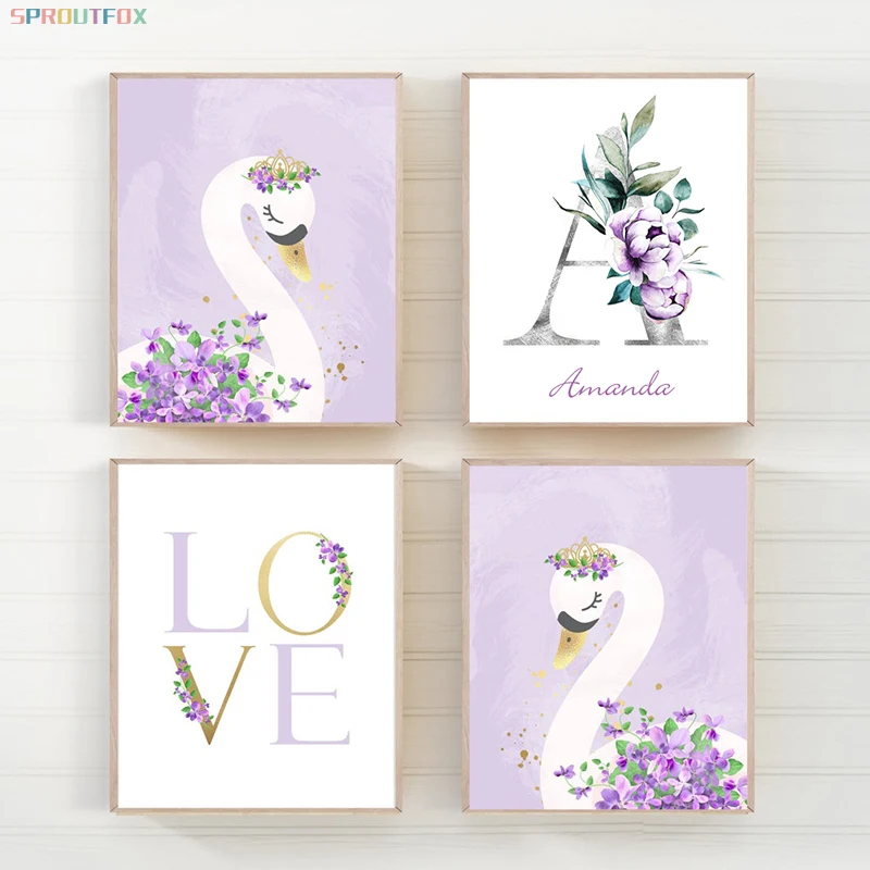 Kids Girls Room Decor Swan Nursery Wall Art Canvas Painting Name Personalized Letter Wall Posters and Prints Bedroom Wall Decor
Kids Girls Room Decor Swan Nursery Wall Art Canvas Painting Name Personalized Letter Wall Posters and Prints Bedroom Wall Decor