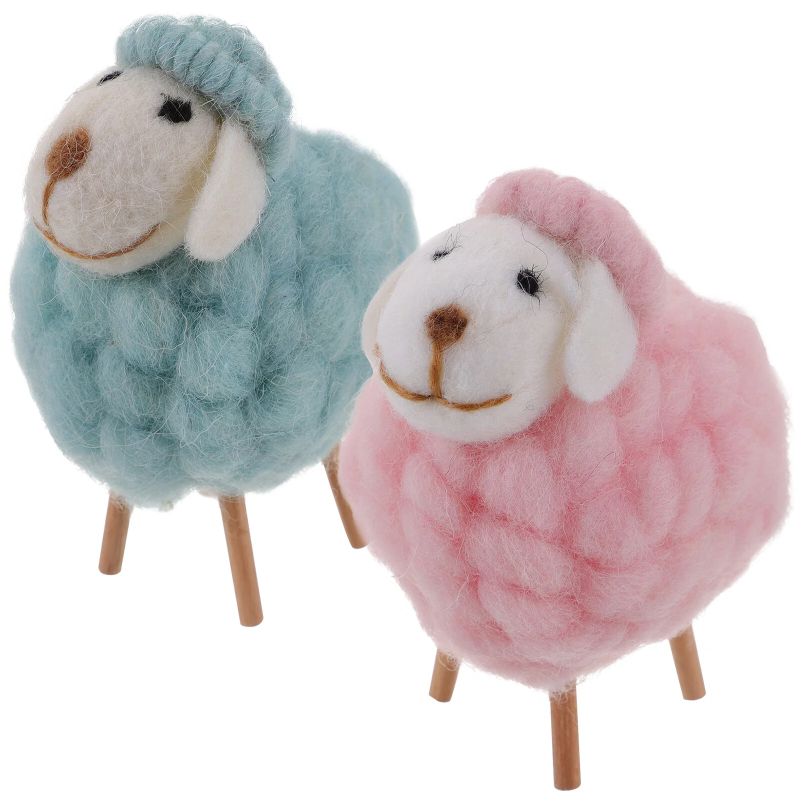 

2 Pcs Woolfeltsheep Small Table Home Decor Felted Crafts Ornaments Adornments Animal Statue Decors