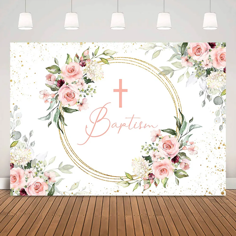 Baptism Backdrop For Children Baby Shower Pink God Bless Background Flowers Gold Glitter Shining Dot Girls Portrait Photography
Baptism Backdrop For Children Baby Shower Pink God Bless Background Flowers Gold Glitter Shining Dot Girls Portrait Photography