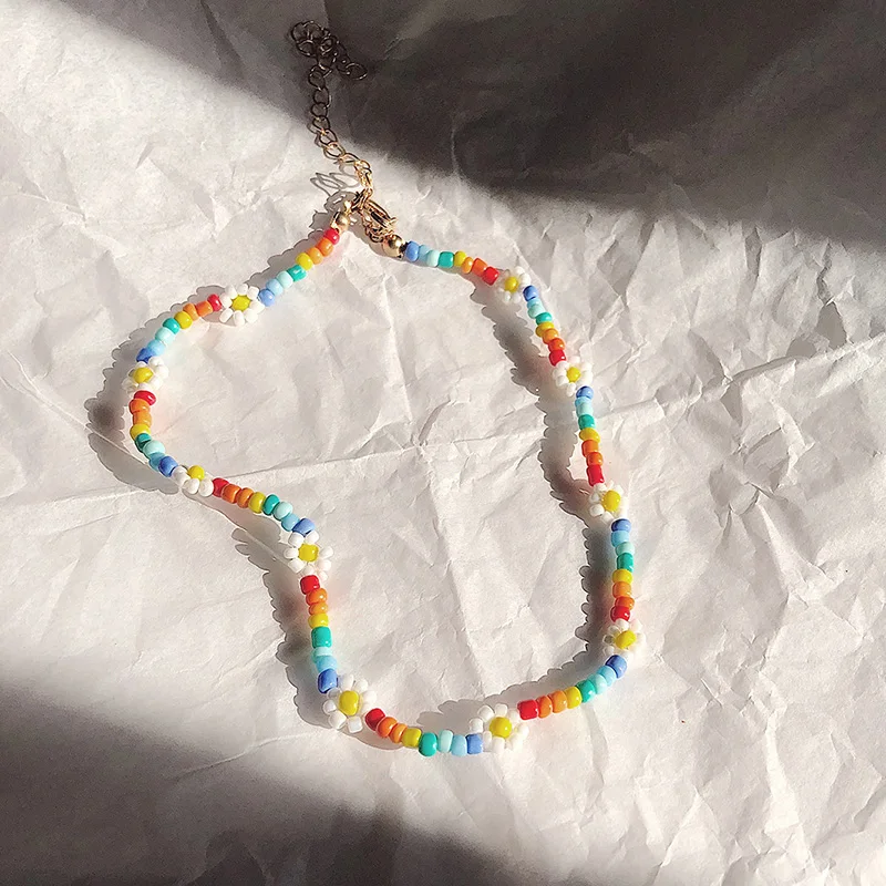 SKYE CIEL 1Pc 35+7cm Boho Style White Flower Necklaces Korean Small Beaded Sweet Colorful Beads Choker Necklace For Women Collar
SKYE CIEL 1Pc 35+7cm Boho Style White Flower Necklaces Korean Small Beaded Sweet Colorful Beads Choker Necklace For Women Collar