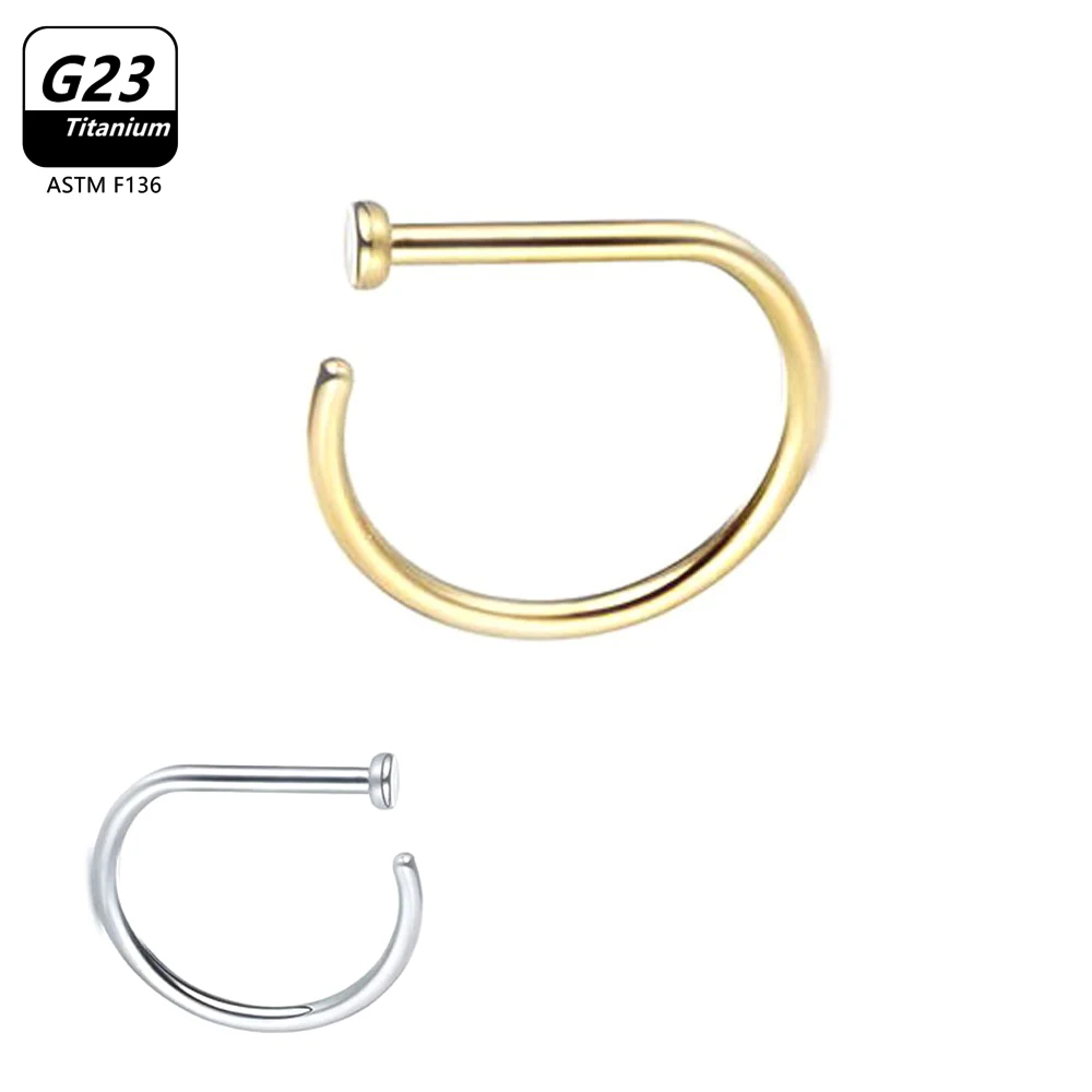 

10pcs/Lot ASTM F136 Titanium 20g Open D Shape Nose Ring 8MM 10MM G23 Fake Medical Helix Stud Earring Septum Nostril Piercing