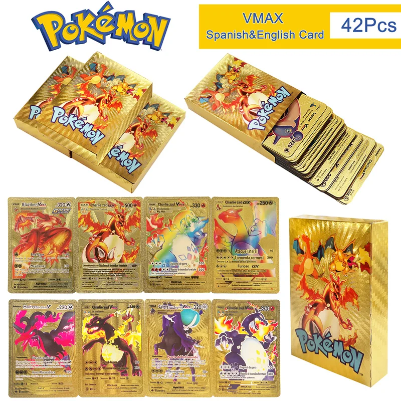 42 шт. металлическая золотая коробка для карт Pokemon Metalicas испанская Пикачу; Чаризард, английская коллекция Vmax Gx, чехол для игровой карты, Подаро...
42 шт. металлическая золотая коробка для карт Pokemon Metalicas испанская Пикачу; Чаризард, английская коллекция Vmax Gx, чехол для игровой карты, Подаро...