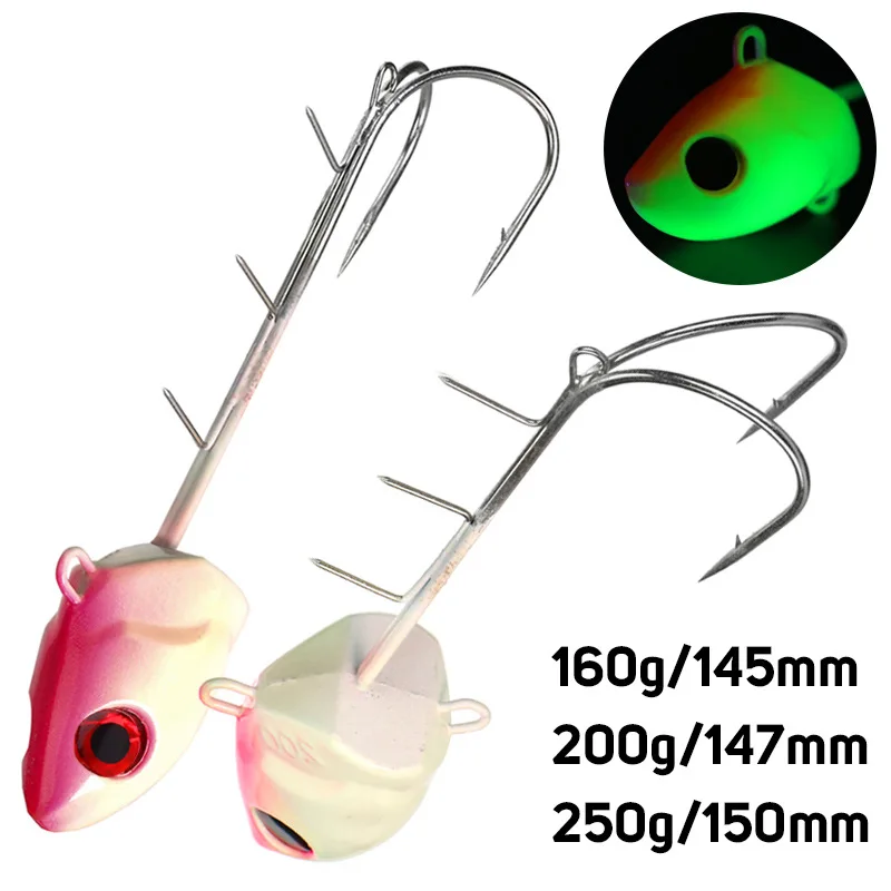 2022 New 1pcs Luminous two claw hook 160g 200g 250g Knife fish with hook Deep sea iron plate bionics Lead head hook 14.5cm 15cm
2022 New 1pcs Luminous two claw hook 160g 200g 250g Knife fish with hook Deep sea iron plate bionics Lead head hook 14.5cm 15cm