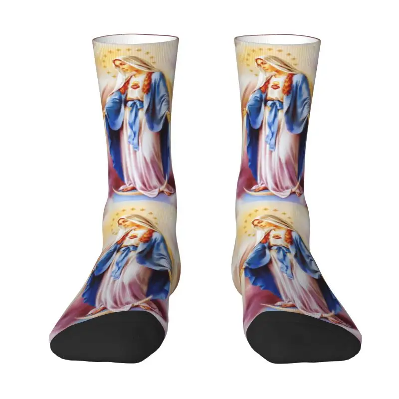 

Классические носки католической Девы Марии для мужчин и женщин, теплые модные круглые носки нашей леди Гуадалупе