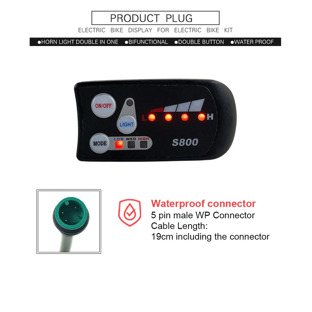 New E-bike 36V/48V LED-S800 Display Electric Bicycle Control Panel Display For E-bike 5 Pin Waterproof Connector Plug
New E-bike 36V/48V LED-S800 Display Electric Bicycle Control Panel Display For E-bike 5 Pin Waterproof Connector Plug
