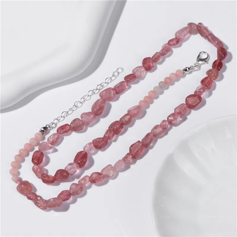 Irregular Strawberry Quartz Beaded Necklace Pink Natural Stone Necklace 45cm Reiki Lucky Female Necklace for Women Jewelry Gift
Irregular Strawberry Quartz Beaded Necklace Pink Natural Stone Necklace 45cm Reiki Lucky Female Necklace for Women Jewelry Gift