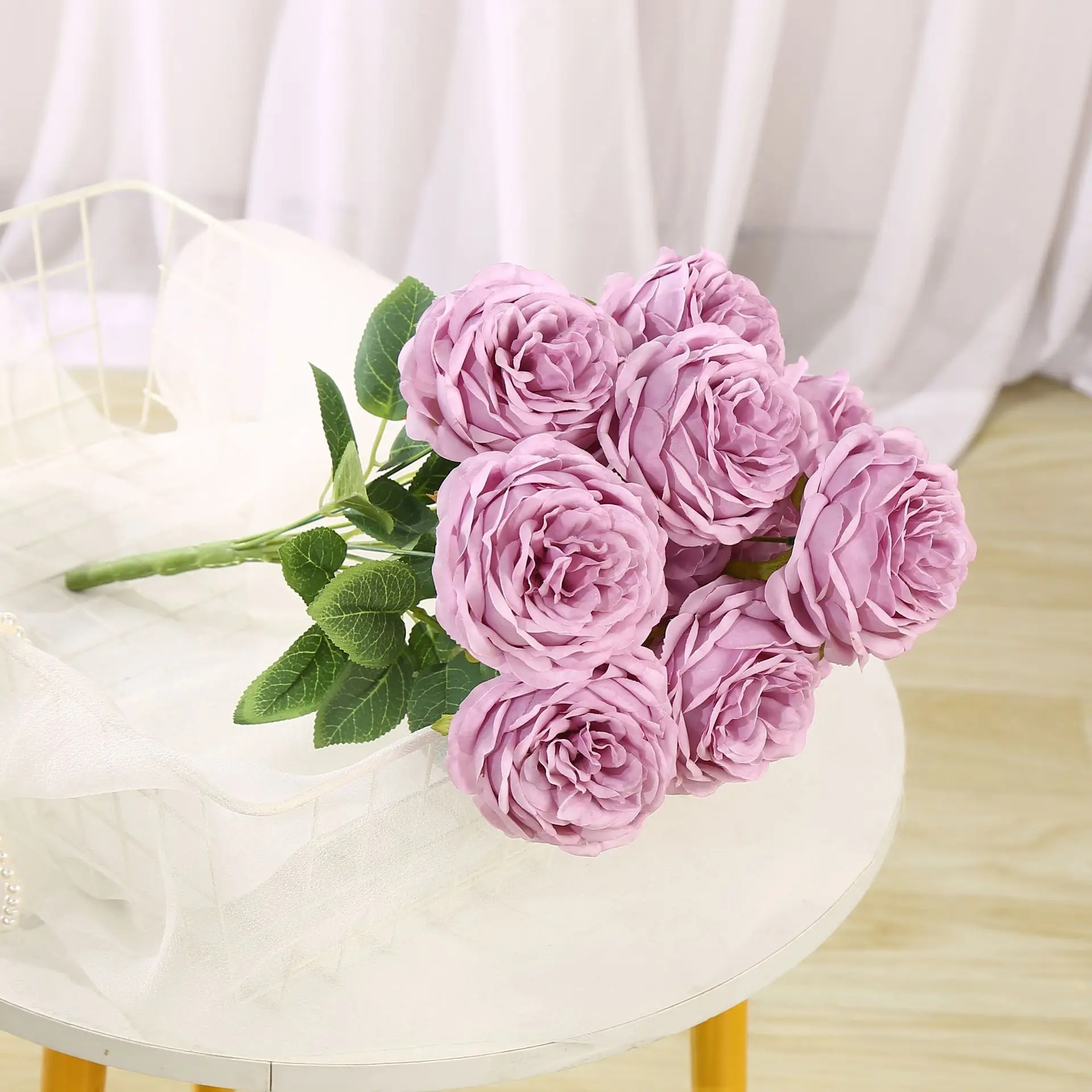 Purple Silk Bouquet Faux 10 Heads Austin Rose Wedding Bridal Bouquet Valentines Day Gift Home Living Room Garden Decor Ornament
Purple Silk Bouquet Faux 10 Heads Austin Rose Wedding Bridal Bouquet Valentines Day Gift Home Living Room Garden Decor Ornament