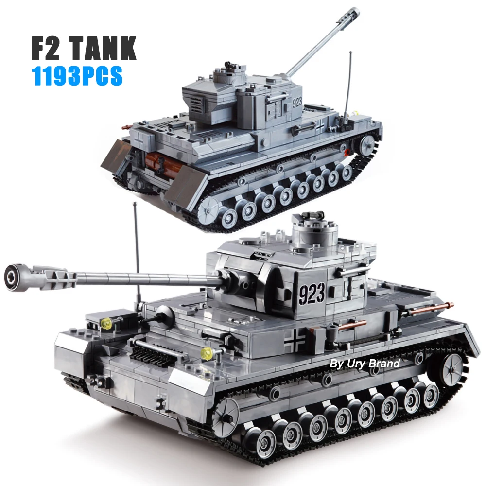 

KAZI 82010 WW2 Military Armored War Chariot Model F2 Tank German Force Panzer IV Soldiers DIY Building Blocks Toys Kids Gifts