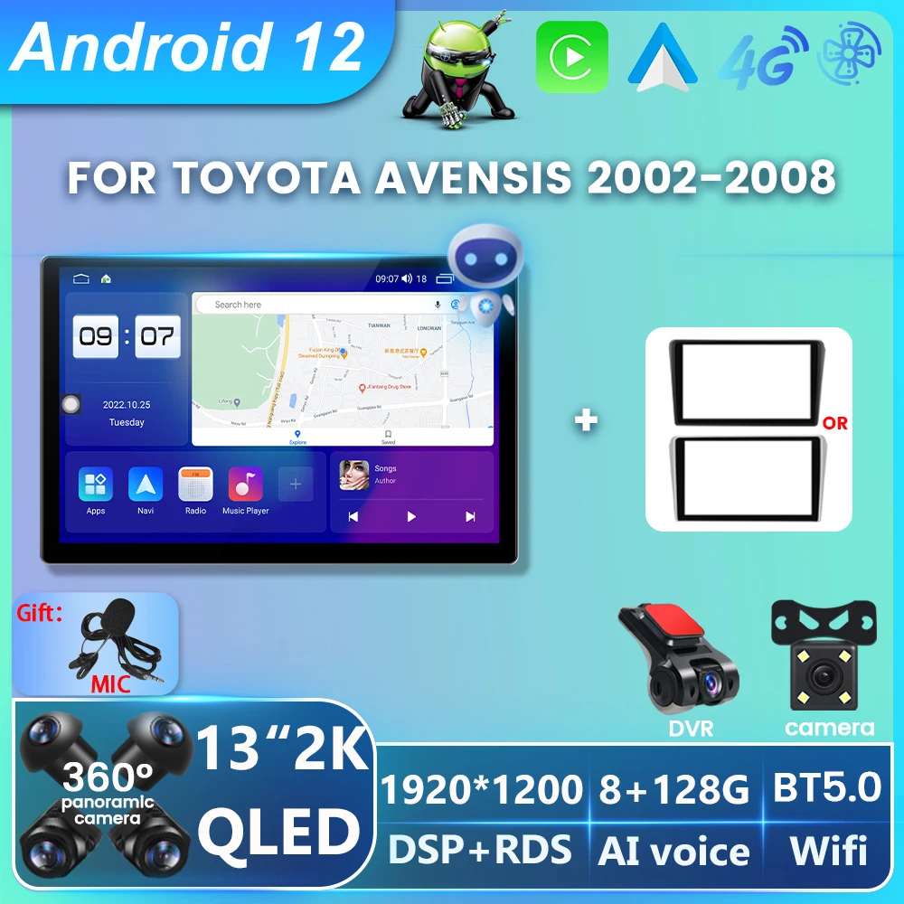 13" 2K QLED Screen Android 12 Car Multimedia Player For Toyota Avensis 2002 2003 2004 2005 2006 2007 2008 GPS 2Din Stereo Radio
13" 2K QLED Screen Android 12 Car Multimedia Player For Toyota Avensis 2002 2003 2004 2005 2006 2007 2008 GPS 2Din Stereo Radio