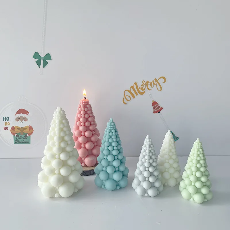 

New Knitted Bubble Ball Christmas Tree Silicone Candle Mold DIY Snowman Pine Cone Candle Making Cake Soap Mold Decor Craft Gift