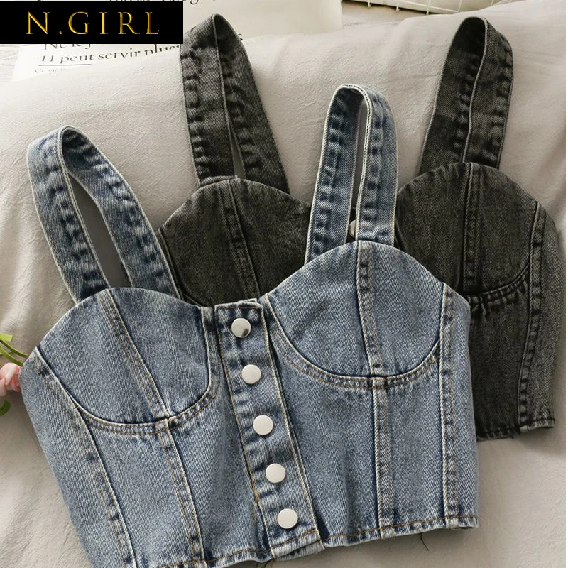 Женский джинсовый топ с открытой спиной, в стиле Харадзюку 
Женский джинсовый топ с открытой спиной, в стиле Харадзюку