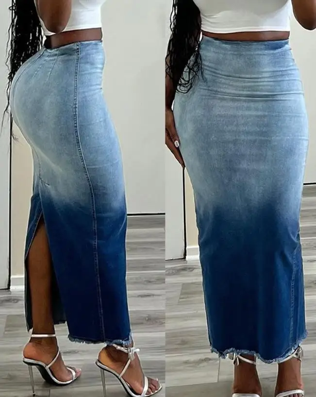 2023 Summer New Casual Fashion High Waist Slim Fit Bag Hip Ombre Tie Dye Print Raw Hem Denim Dress Sexy Y2K Clothing
2023 Summer New Casual Fashion High Waist Slim Fit Bag Hip Ombre Tie Dye Print Raw Hem Denim Dress Sexy Y2K Clothing