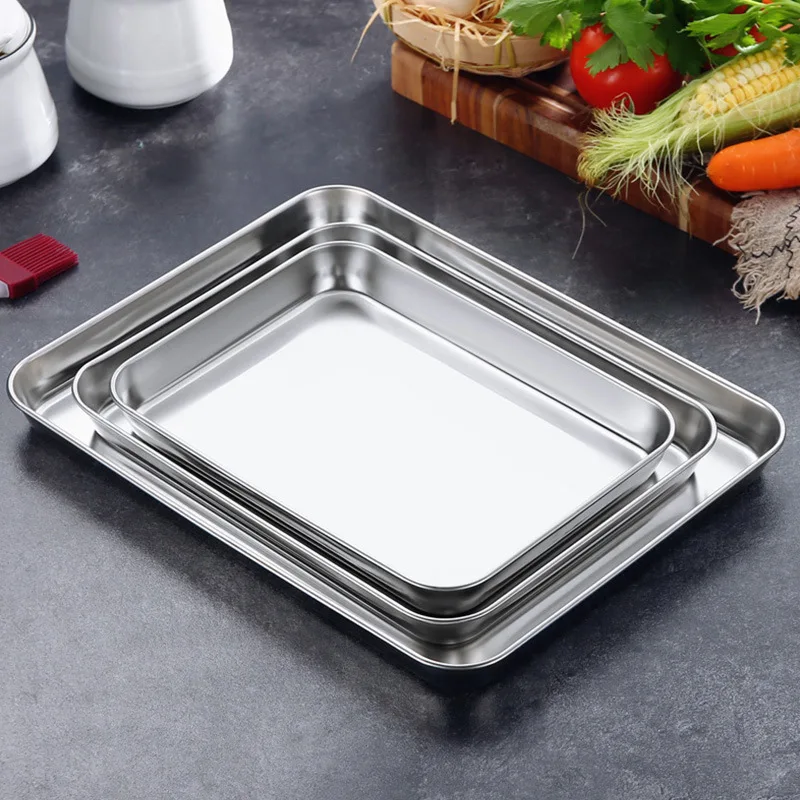 

Baking Nonstick Sheet Cookie Steel Fish Tray Fruit Bakeware Steamed Stainless Rectangular Grill Sausage Dishes Pan Cooking Plate