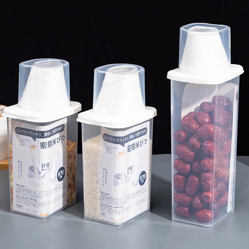 870/1200ml Plastic Cereal Dispenser Kitchen Accessories Food Grain Rice Container Pet Food Storage Bucket Flour Powder Box
870/1200ml Plastic Cereal Dispenser Kitchen Accessories Food Grain Rice Container Pet Food Storage Bucket Flour Powder Box
