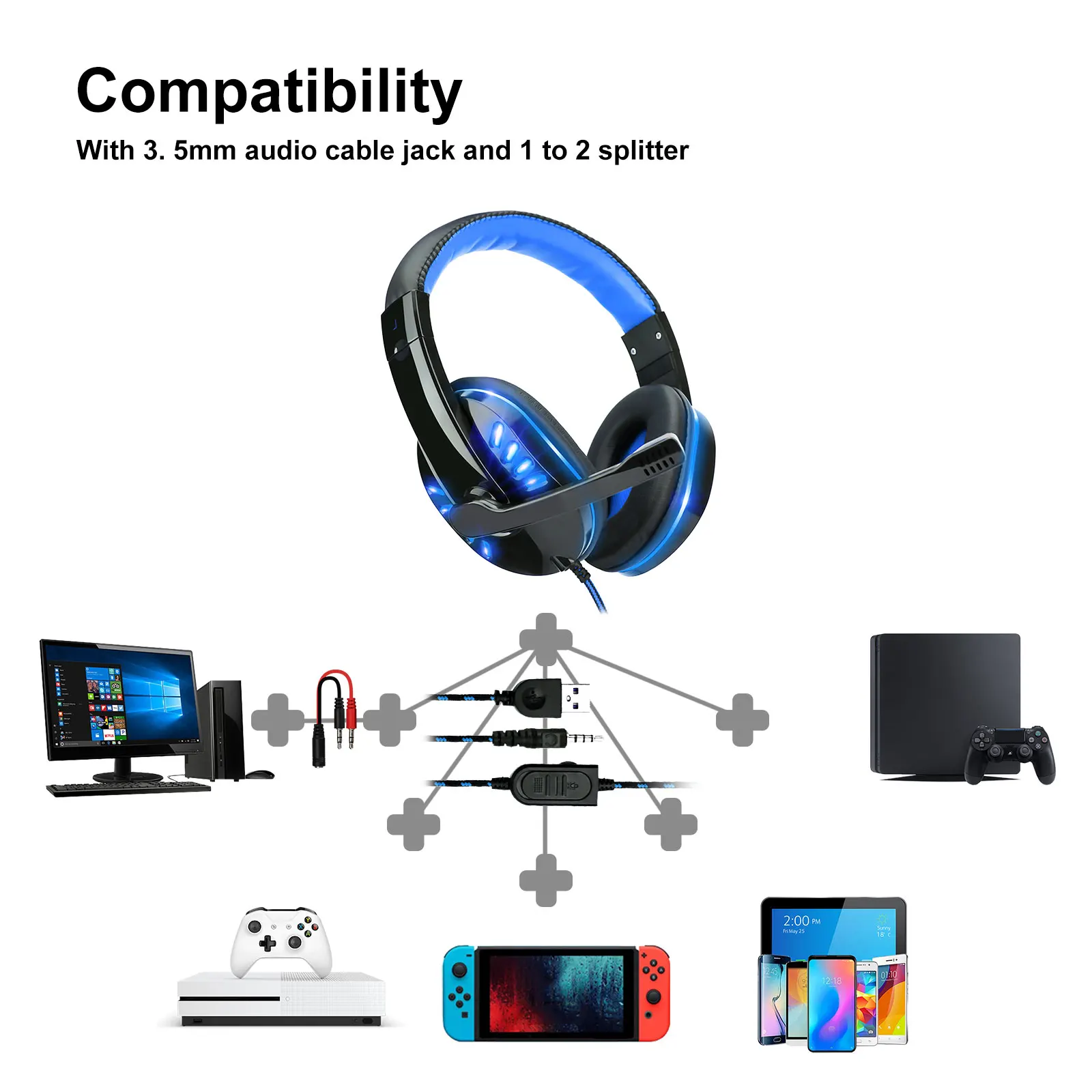 Super long cable game headset headset gaming light-emitting headset support voice with microphone for PC computer headset
Super long cable game headset headset gaming light-emitting headset support voice with microphone for PC computer headset