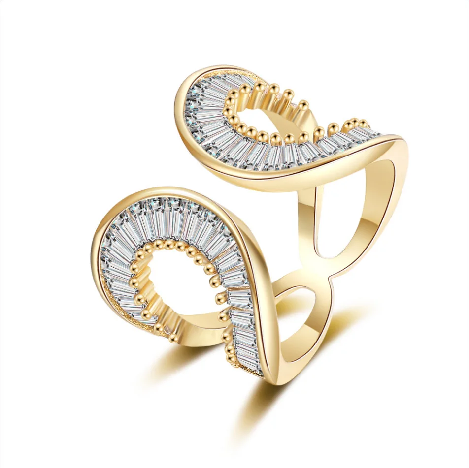 New Personality Design High-end Luxury Yellow Gold Color Inlaid CZ Ring Female Fashion Trend All-match Cross Open Ring for Girl
New Personality Design High-end Luxury Yellow Gold Color Inlaid CZ Ring Female Fashion Trend All-match Cross Open Ring for Girl