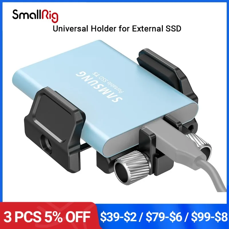 SmallRig Universal Holder Mount for External SSD Holder Clamp With Cold Shoe for BMPCC 4K & 6K for Samsung T5 SSD 2343
SmallRig Universal Holder Mount for External SSD Holder Clamp With Cold Shoe for BMPCC 4K & 6K for Samsung T5 SSD 2343