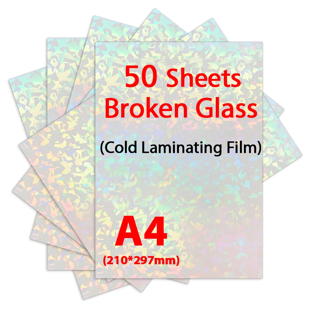 

Back Cold Sheets Foil Holographic Sand Tape Adhesive Card Plastic Package Paper On Laminating Heart Glass Broken Film 50