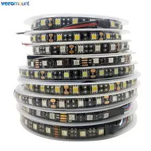 5m 12V 24V DC SMD 5050 LED Strip Black PCB Flexible LED Tape Lamp 60LEDs/m RGB/White/Warm White/Blue/Green/Red/ 4 in 1 RGBW IP65