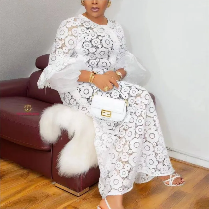 African Dresses For Women White Sexy Lace Dialysis Long Dress Chic Flared Sleeves Lady Party Maxi Dresses Abaya Spring Summer
African Dresses For Women White Sexy Lace Dialysis Long Dress Chic Flared Sleeves Lady Party Maxi Dresses Abaya Spring Summer