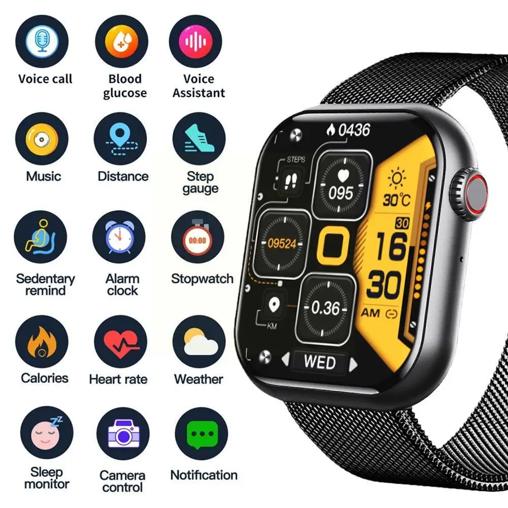 F57 Watch With Stainless Steel Watch Band 1.91inch Monitoring Rate Bluetooth-compatible Heart Blood Screen Call Gluco C6u3
F57 Watch With Stainless Steel Watch Band 1.91inch Monitoring Rate Bluetooth-compatible Heart Blood Screen Call Gluco C6u3