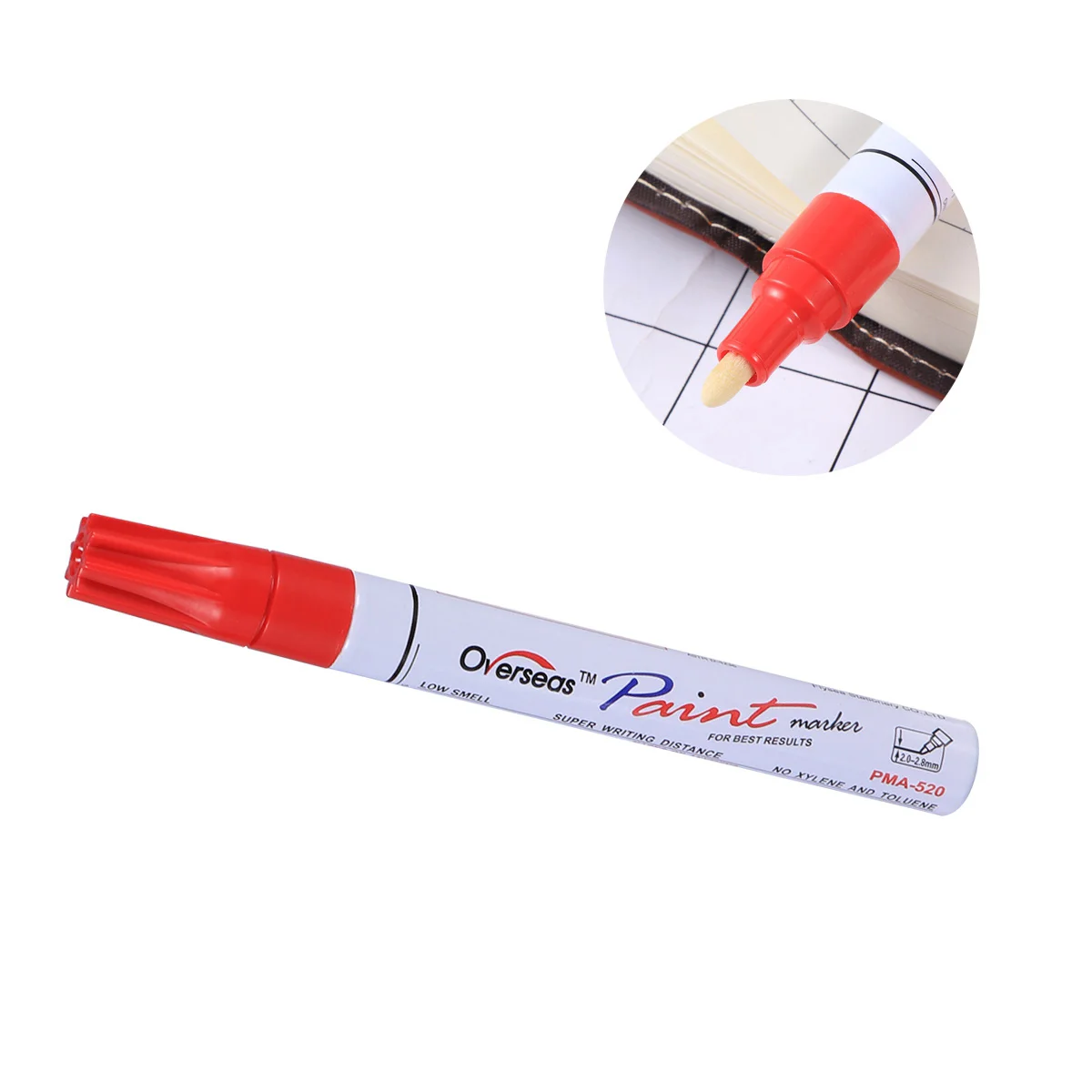 

Car Scratching Repair Pen, 28mm Red Marker Pen- Universal Waterproof Permanent Marker Pen for Car Tyre Tire Tread Rubber Metal