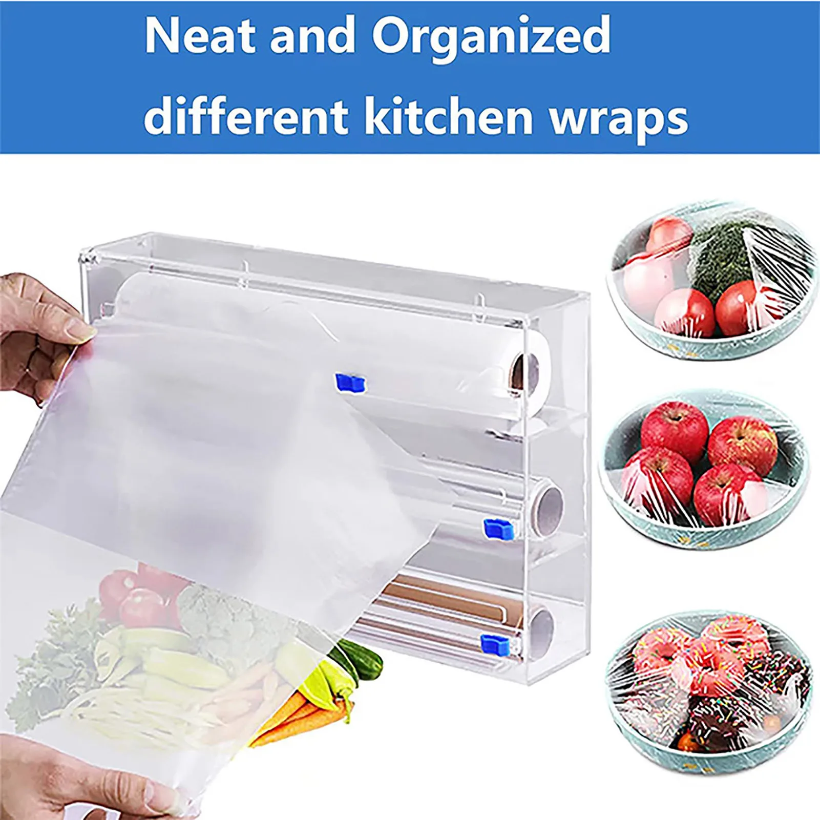 Plastics Wrap Dispenser with Cutter Acrylic Foil Organizer for Drawer 3-in-1 Refillable Cling Food Wrap Dispenser with Slide Cut
Plastics Wrap Dispenser with Cutter Acrylic Foil Organizer for Drawer 3-in-1 Refillable Cling Food Wrap Dispenser with Slide Cut