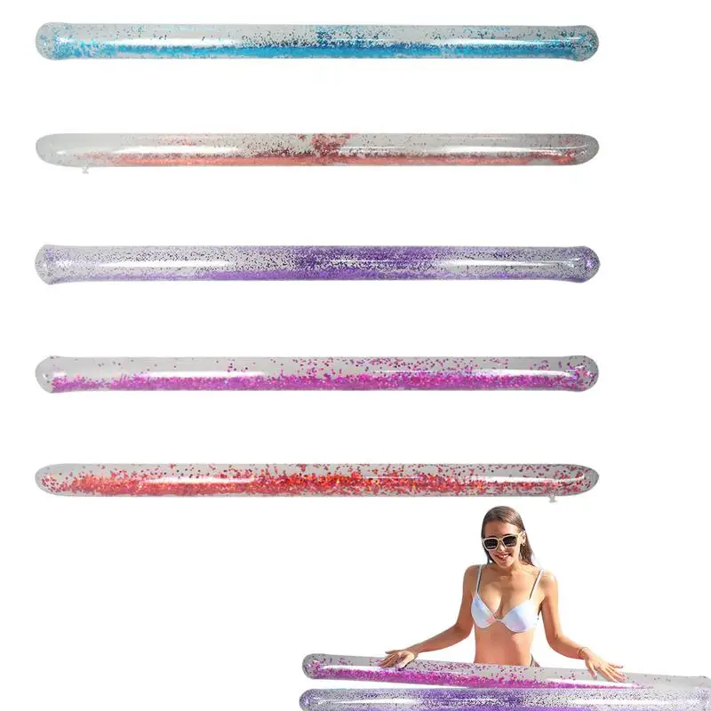 

1pc Inflatable Swim Float Pool Noodles with Coloured Glitter Durable Pool Foam Water Toys for Swimming Beach Lake Random Color