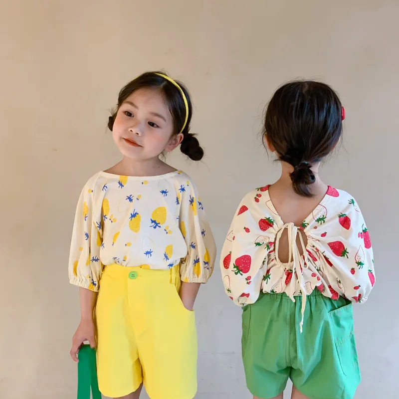 Children's T-shirt 2022 Summer Girls Strawberry Print Short Sleeve Children's Backless Lace-Up Short Sleeve Top New
Children's T-shirt 2022 Summer Girls Strawberry Print Short Sleeve Children's Backless Lace-Up Short Sleeve Top New