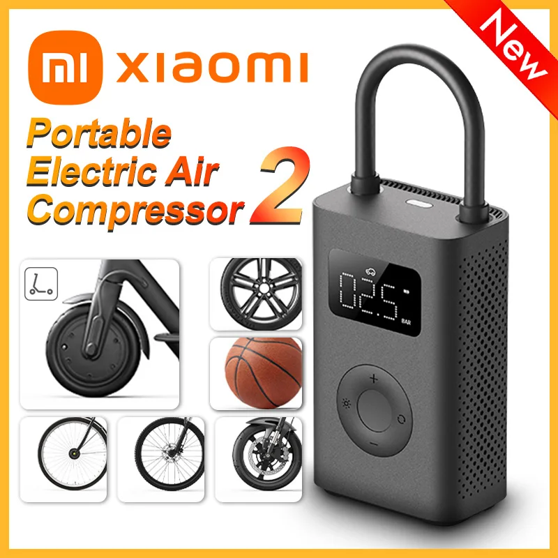 

【25% Speed Boost】Xiaomi Mini Portable Air Pump 2 Mijia Electric Air Compressor Treasure 150PSI Type-C LED Multitool Inflator fo