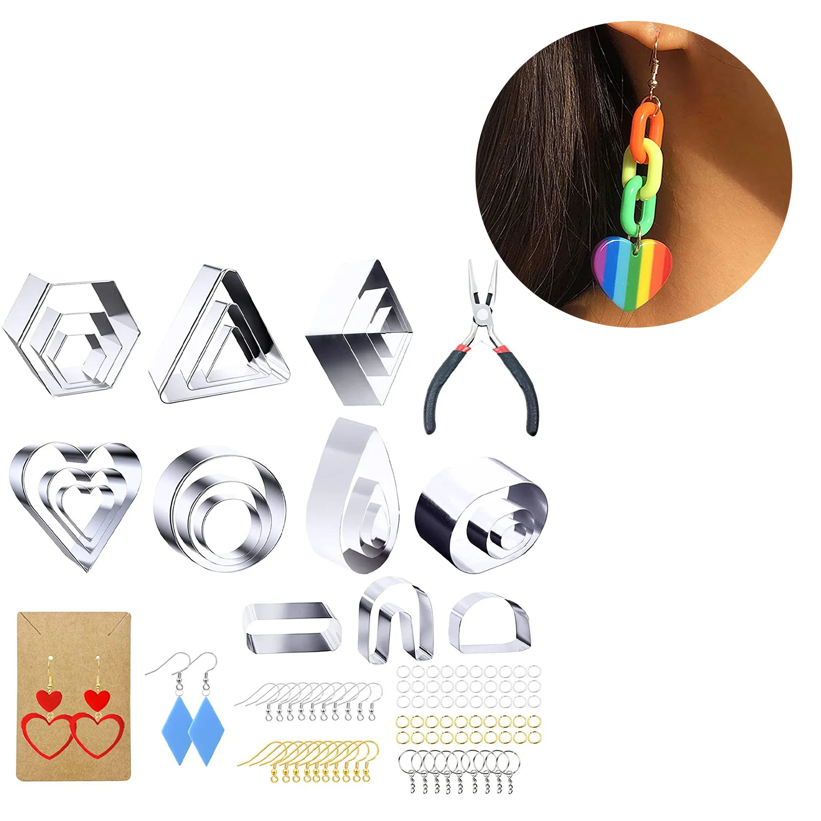 24 Pcs Clay Cutters Biscuit Cutters Shapes Clay Cutter Molds With Earring Cards Hooks For Pastry Dough Donut Jewelry Making
24 Pcs Clay Cutters Biscuit Cutters Shapes Clay Cutter Molds With Earring Cards Hooks For Pastry Dough Donut Jewelry Making
