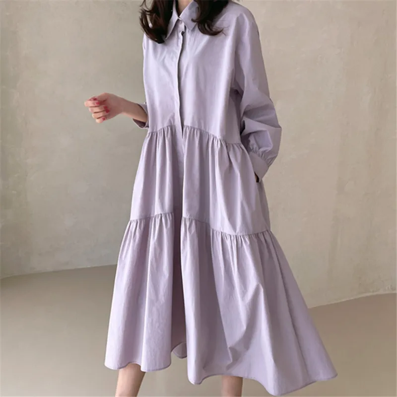 Johnature Korean New Turn-down Collar Women Dresses 2022 Summer Solid Color Loose Pockets Female Dress
Johnature Korean New Turn-down Collar Women Dresses 2022 Summer Solid Color Loose Pockets Female Dress