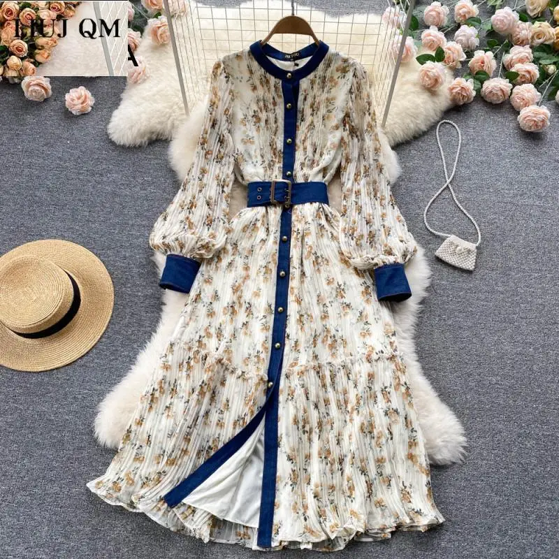 2022 Fashion Elegant Print Floral Pleated Dress Women Spring Autumn O-neck Lantern Sleeve High Waist Korean Chiffon Maxi Dress
2022 Fashion Elegant Print Floral Pleated Dress Women Spring Autumn O-neck Lantern Sleeve High Waist Korean Chiffon Maxi Dress