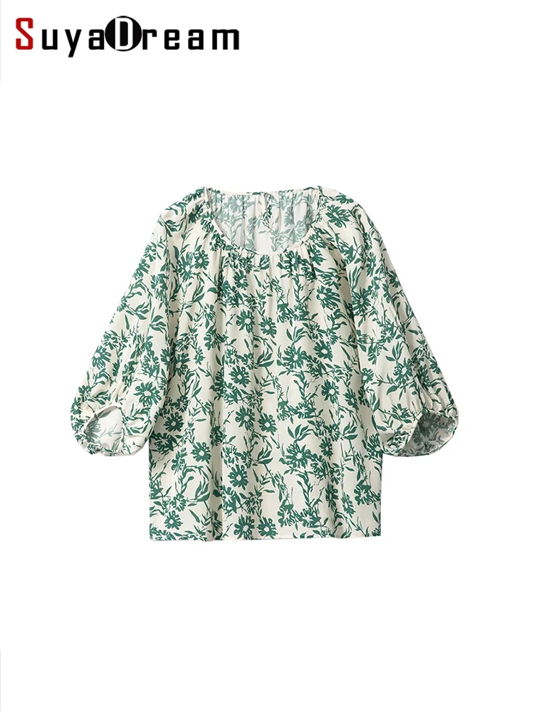 SuyaDream Women Floral Blouses 100%Silk Crepe De Chine O Neck Lantern Sleeves Printed Shirts 2023 Summer Casual Top
SuyaDream Women Floral Blouses 100%Silk Crepe De Chine O Neck Lantern Sleeves Printed Shirts 2023 Summer Casual Top