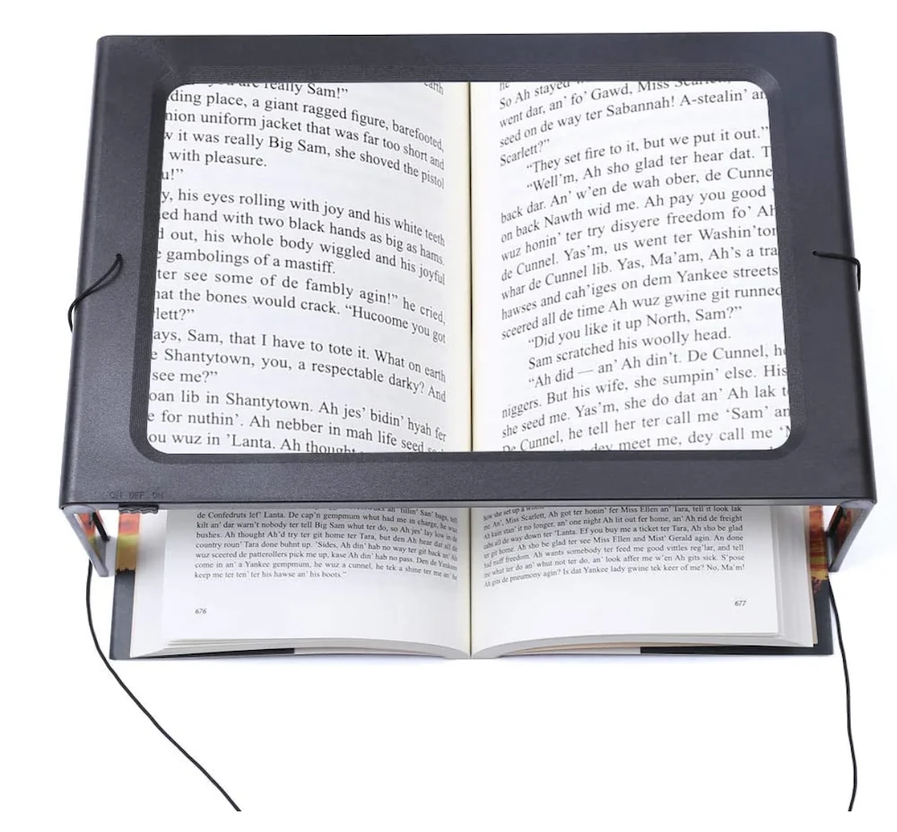 

Hands-Free Magnifying Glass Large Full-Page Rectangular 3X Magnifier LED Lighted Illuminated Foldable Desktop