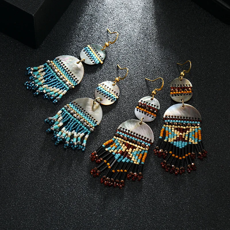 Серьги из бисера, винтажные кисточки, ракушки, Простые Модные богемные женские серьги ручной работы из сплава
Серьги из бисера, винтажные кисточки, ракушки, Простые Модные богемные женские серьги ручной работы из сплава