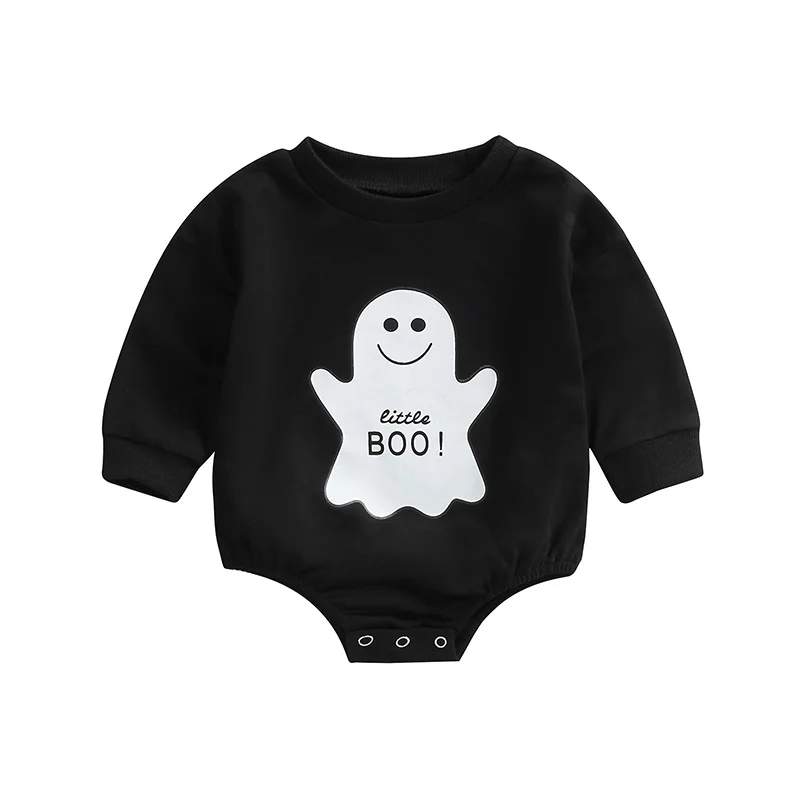 Newborn Halloween Clothing Long Sleeve Romper Letters Ghost Printed Round Neck Snap Bodysuits for Baby Girls Boys Black
Newborn Halloween Clothing Long Sleeve Romper Letters Ghost Printed Round Neck Snap Bodysuits for Baby Girls Boys Black