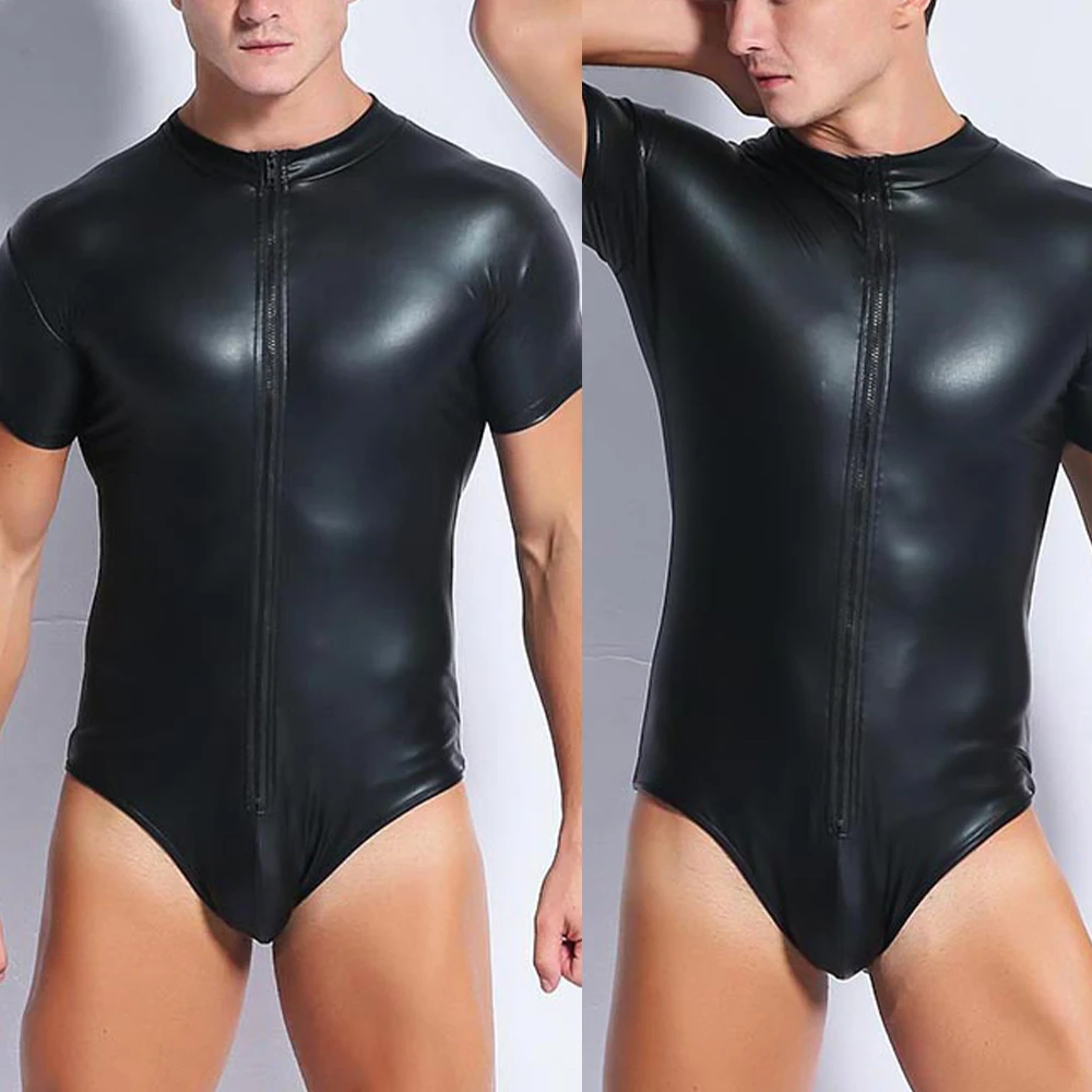 Men Faux Leather Bodysuit Wet Look Leotard Jumpsuit Underwear Body Shaping Bodycon Club Gay Erotic Lingerie Zipper Playsuit
Men Faux Leather Bodysuit Wet Look Leotard Jumpsuit Underwear Body Shaping Bodycon Club Gay Erotic Lingerie Zipper Playsuit