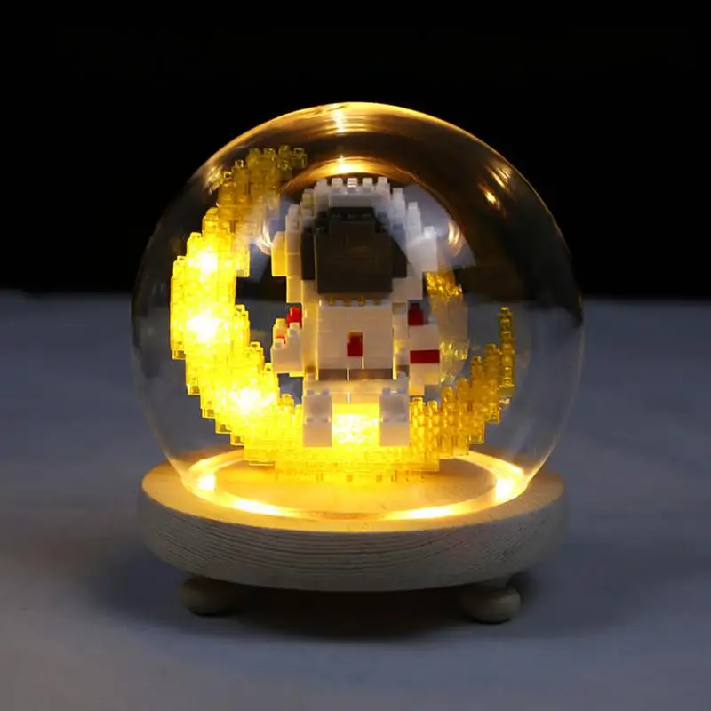 

Астронавт носветильник свет s блоки игрушки светящаяся лампа планетарный хрустальный шар Спальня прикроватный свет космический человек ми...