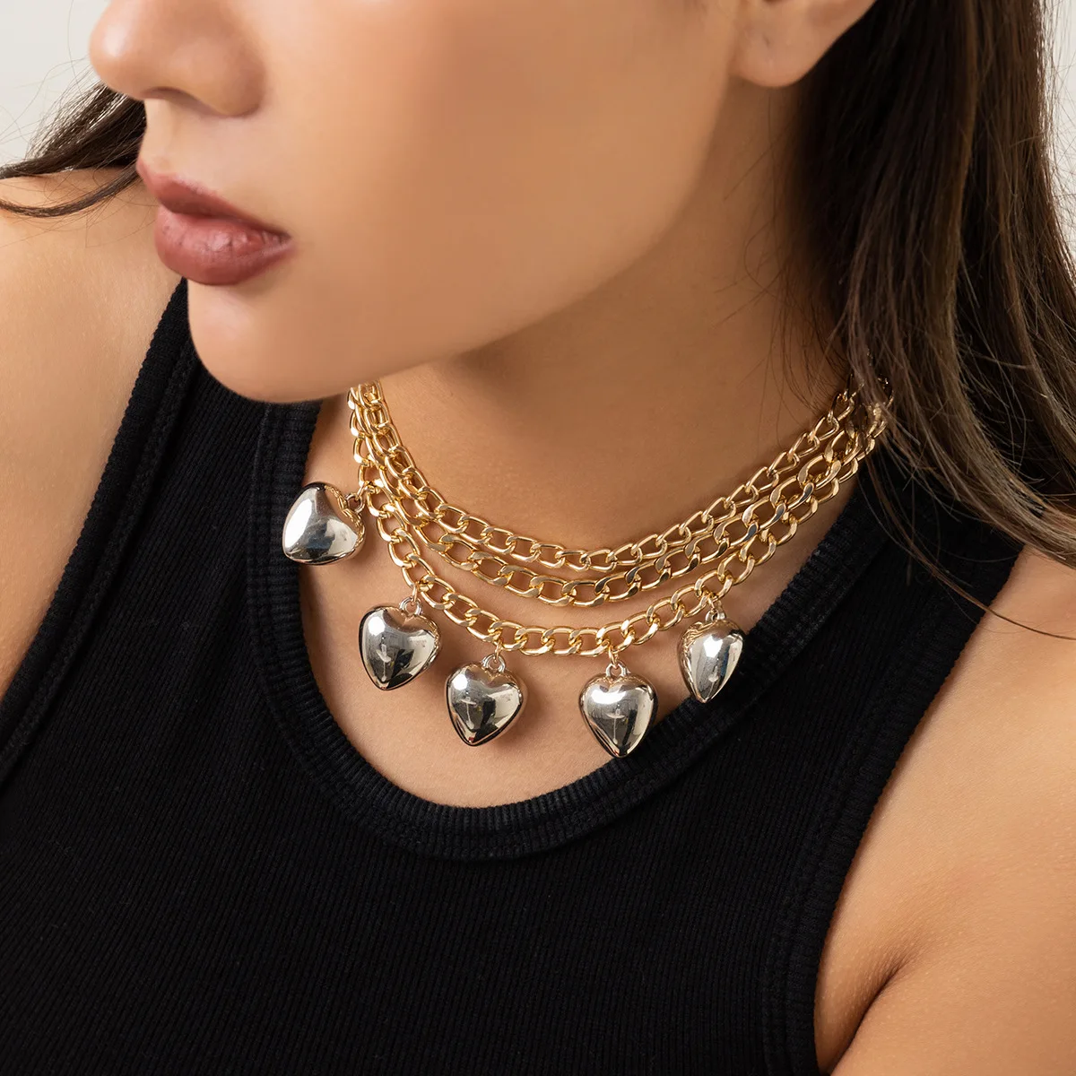 Metal Punk Golden Chain Choker Necklaces For Women Fashion Simple Heart Tassel Pendant Ladies Trendy Hip hop Necklaces Jewelry
Metal Punk Golden Chain Choker Necklaces For Women Fashion Simple Heart Tassel Pendant Ladies Trendy Hip hop Necklaces Jewelry