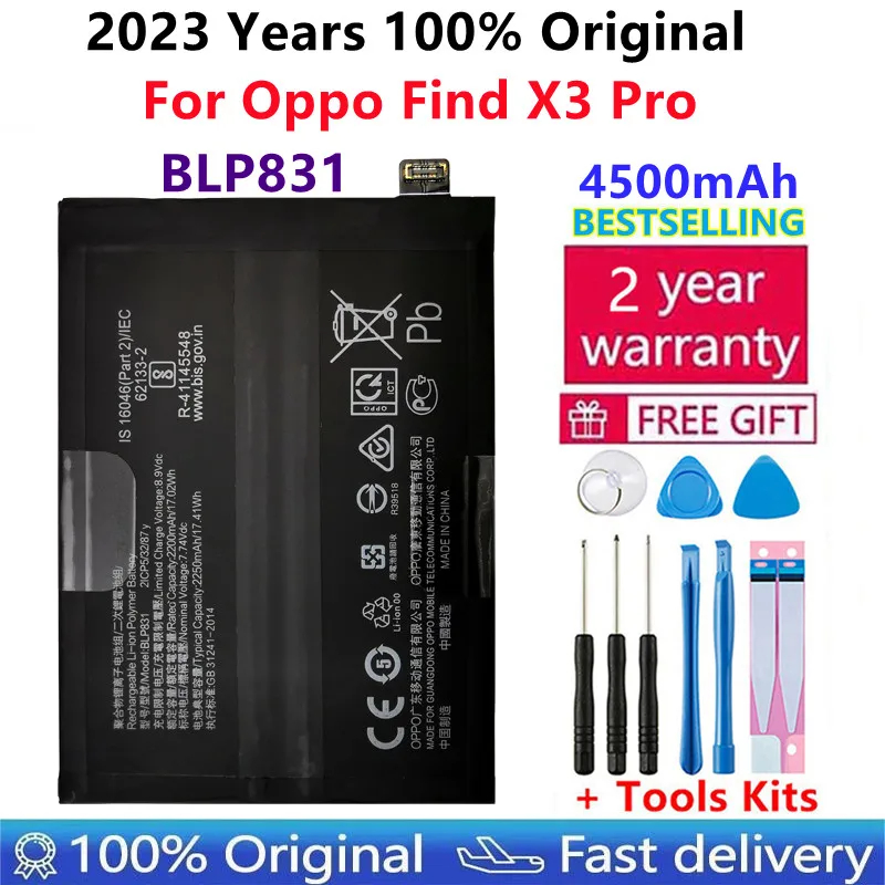 100% Original High Quality BLP831 4500mAh Phone Replacement Battery For Oppo Find X3 Pro X3Pro CPH2173 PEEM00 Batteries Bateria
100% Original High Quality BLP831 4500mAh Phone Replacement Battery For Oppo Find X3 Pro X3Pro CPH2173 PEEM00 Batteries Bateria