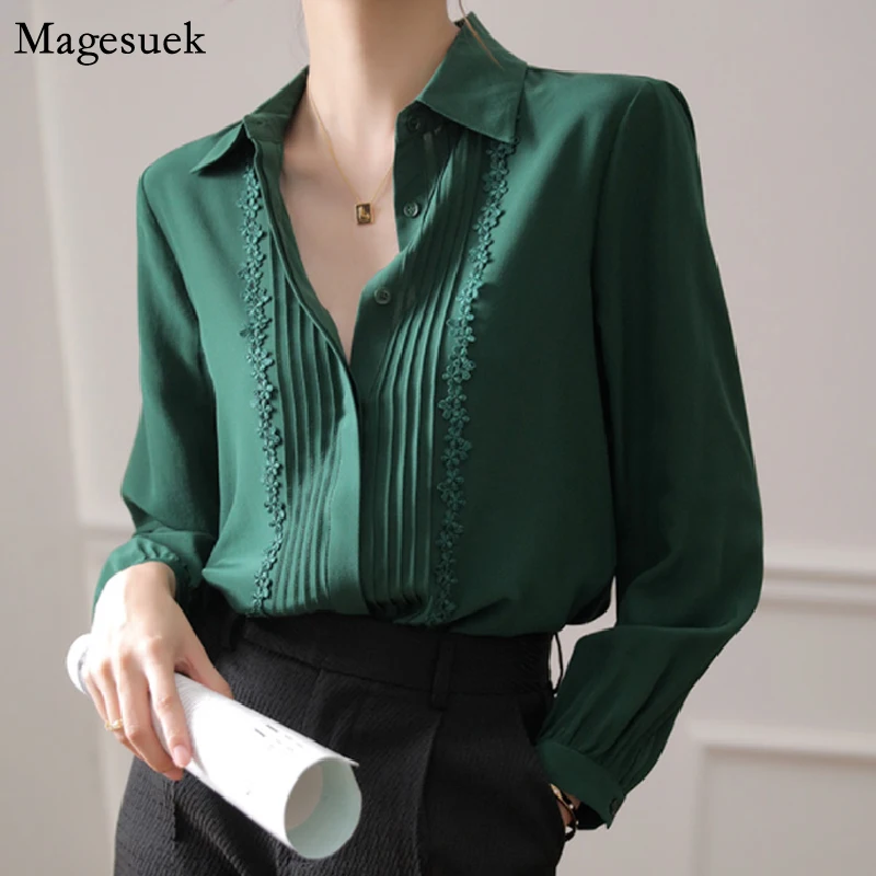 Office Long Sleeve Shirt Women Fashion 2022 Loose Silk Blouse Female Tops Button Pleated Green White Shirt Women Clothing 17607
Office Long Sleeve Shirt Women Fashion 2022 Loose Silk Blouse Female Tops Button Pleated Green White Shirt Women Clothing 17607