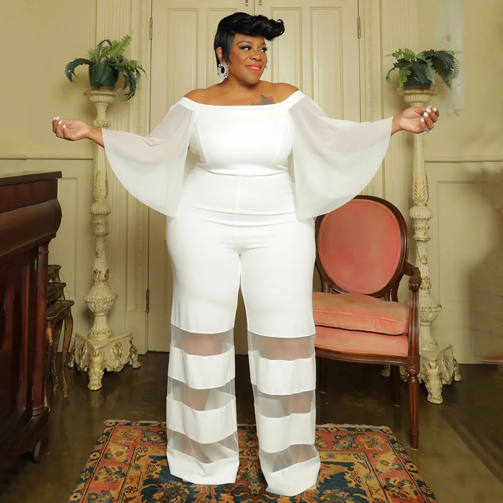 Plus Size Women Elegant Jumpsuit Mesh Patchwork One Piece Outfit Lady Designer Wide Leg Pant 2023 New Female Fashion Jumpsuit
Plus Size Women Elegant Jumpsuit Mesh Patchwork One Piece Outfit Lady Designer Wide Leg Pant 2023 New Female Fashion Jumpsuit