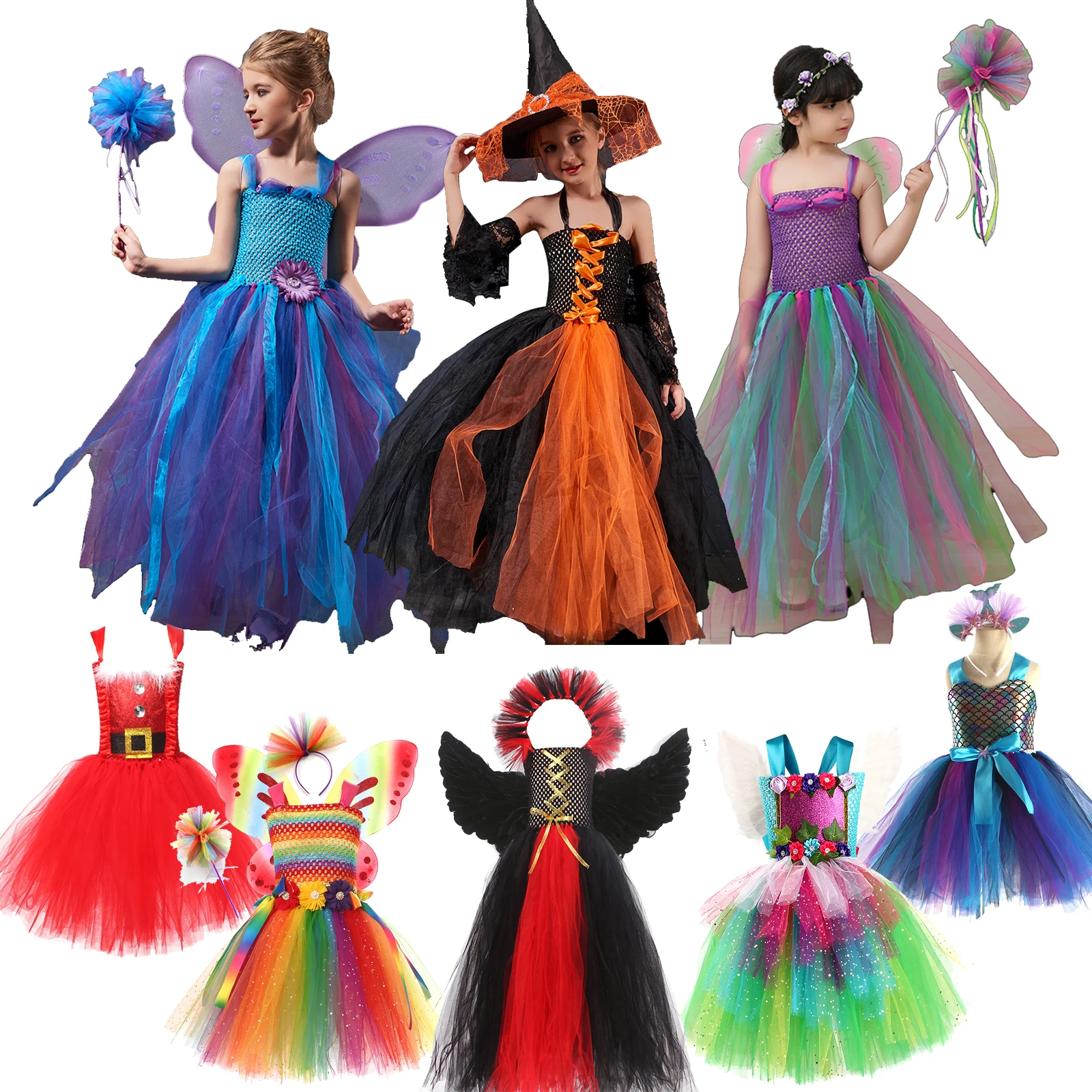 Witchy Halloween Girls Tutu Dress with Hat Halloween Costume Medieval Fantasy Black Gothic Gown Cosplay for Purim Carnival Party
Witchy Halloween Girls Tutu Dress with Hat Halloween Costume Medieval Fantasy Black Gothic Gown Cosplay for Purim Carnival Party