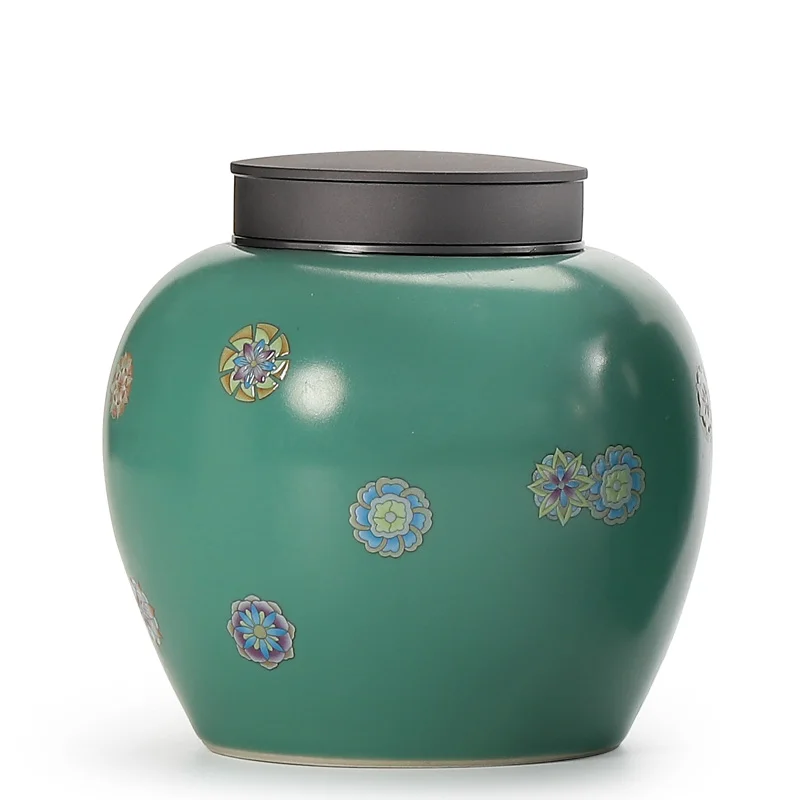 Turquoise Green Ceramic Tea Tank Painted Flowers Porcelain Storage Jar Alloy Sealed Candy Tank Crafts Decorative Jar Decoration
Turquoise Green Ceramic Tea Tank Painted Flowers Porcelain Storage Jar Alloy Sealed Candy Tank Crafts Decorative Jar Decoration