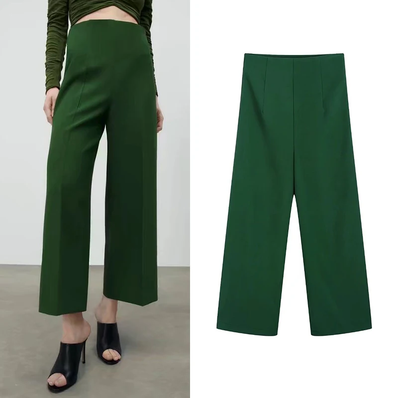 Spring Autumn 2022 Women Green Wide Leg Pants Fashion High Waist Zipper Trousers Office Lady Pants BB22125
Spring Autumn 2022 Women Green Wide Leg Pants Fashion High Waist Zipper Trousers Office Lady Pants BB22125