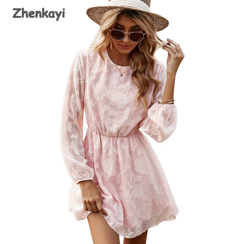Summer Dresses Woman 2022 New Casual New Pink Short Skirt Round Neck Elastic Waist Long Sleeve Dress Women's Summer Dress
Summer Dresses Woman 2022 New Casual New Pink Short Skirt Round Neck Elastic Waist Long Sleeve Dress Women's Summer Dress