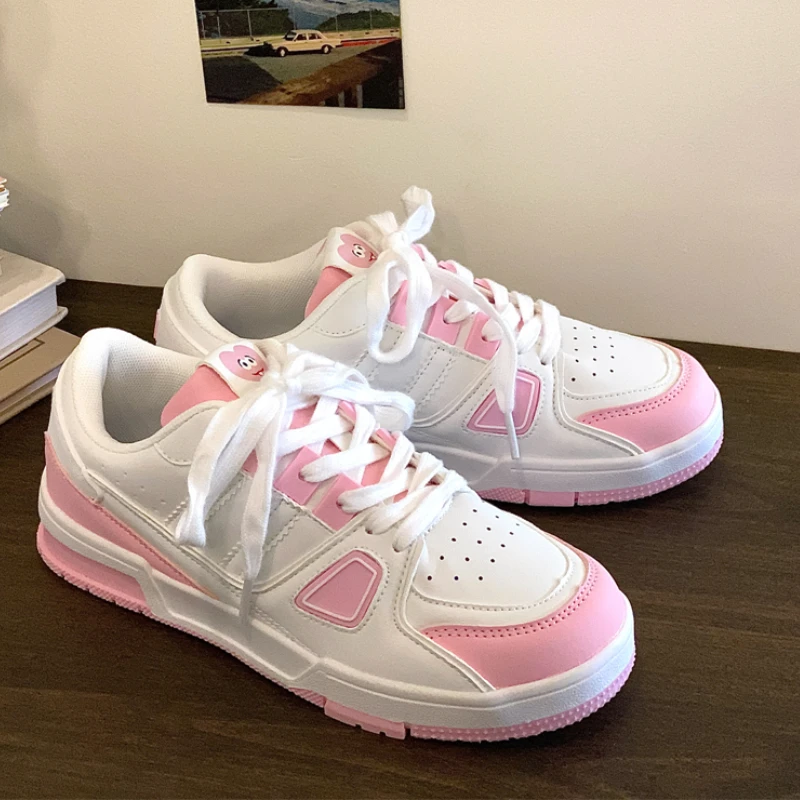 

NEW Platform Sneakers Women Pink Designer Spring Sports Sneakers Casual Woman Vulcanized Shoes Tennis Female Flats Lace Up A1-53