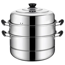 Stainless Steel Steamer Induction Pans Convenient Kitchen Cookware Useful Steaming Pot Stackable Double Layer Home